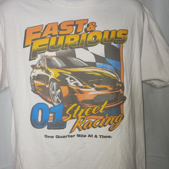FAST & FURIOUS 01 One Quarter Mile At A Time. White T Shirt Size Large - Picture 4 of 4